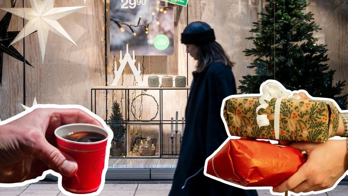 Julhandel, glögg och julklappar.