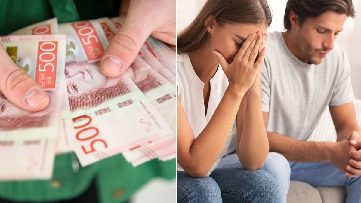 Pengar och upprört par.