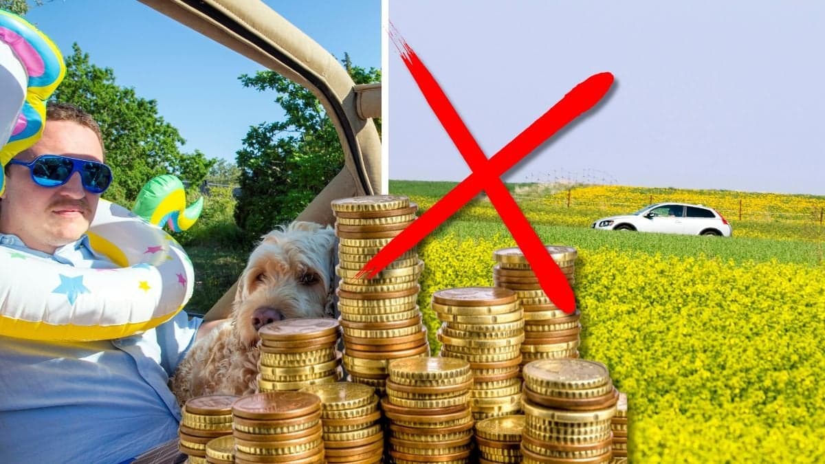 Bilsemester och en bil på sommaren som kör.