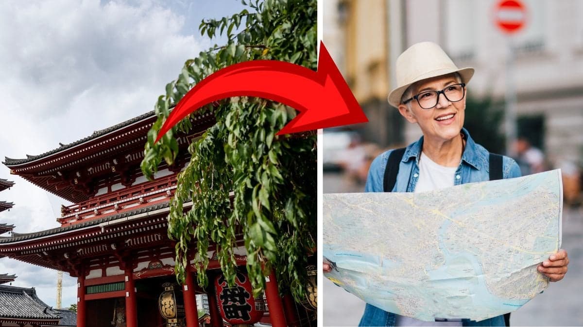 Japan vänster. Turist höger.