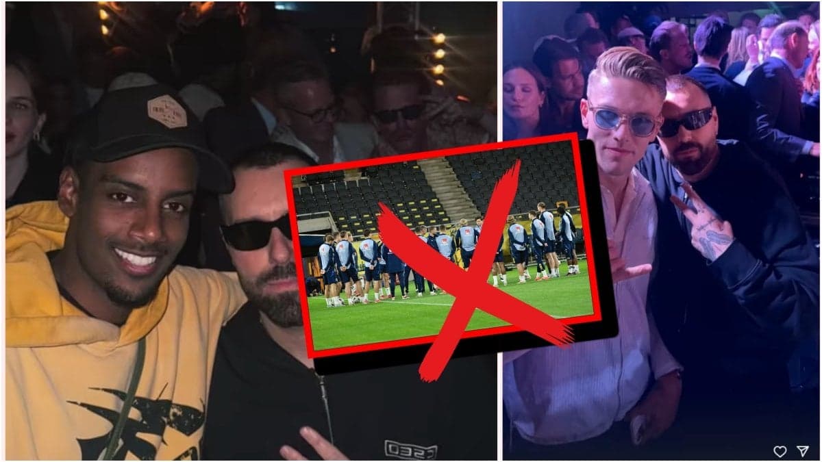 Skärmavbilder från Instagram och en bild på svenska herrlandslaget
