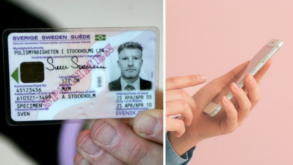 Id-kortet är på väg in i mobilen.