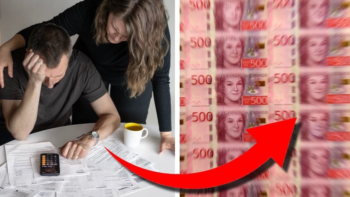 Ledsen person och sedlar