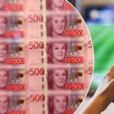 Bild på nya sedlar och tv-spel.