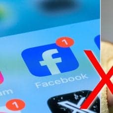Facebook, mobil och ett kryss.