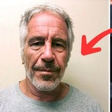 Jeffrey Epstein till vänster. Inzoomad bild på FBI jacka till höger.