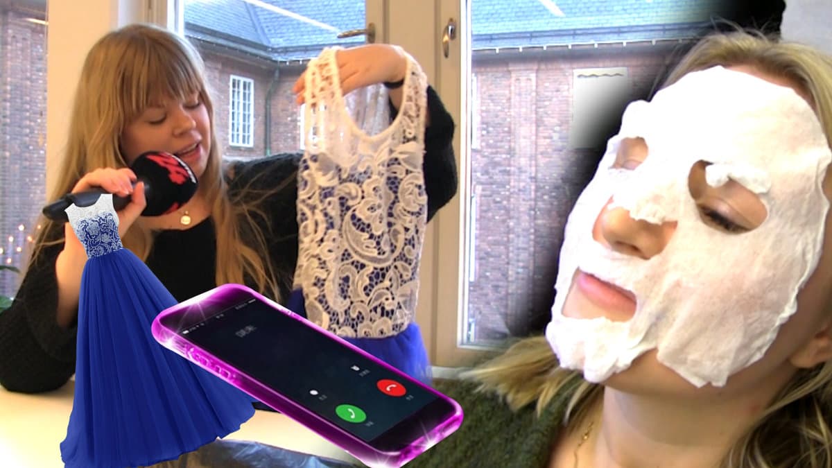 Klänning. Skal till iPhone. Ansiktsmask.