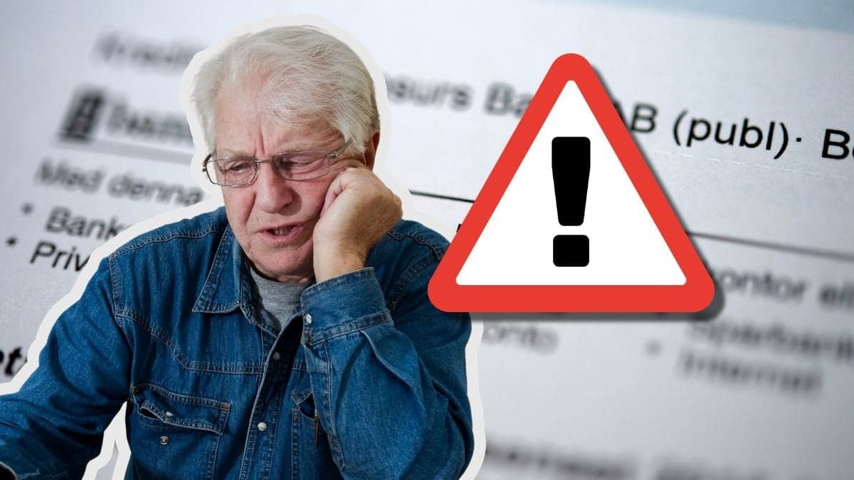 Bekymrad äldre man och en faktura
