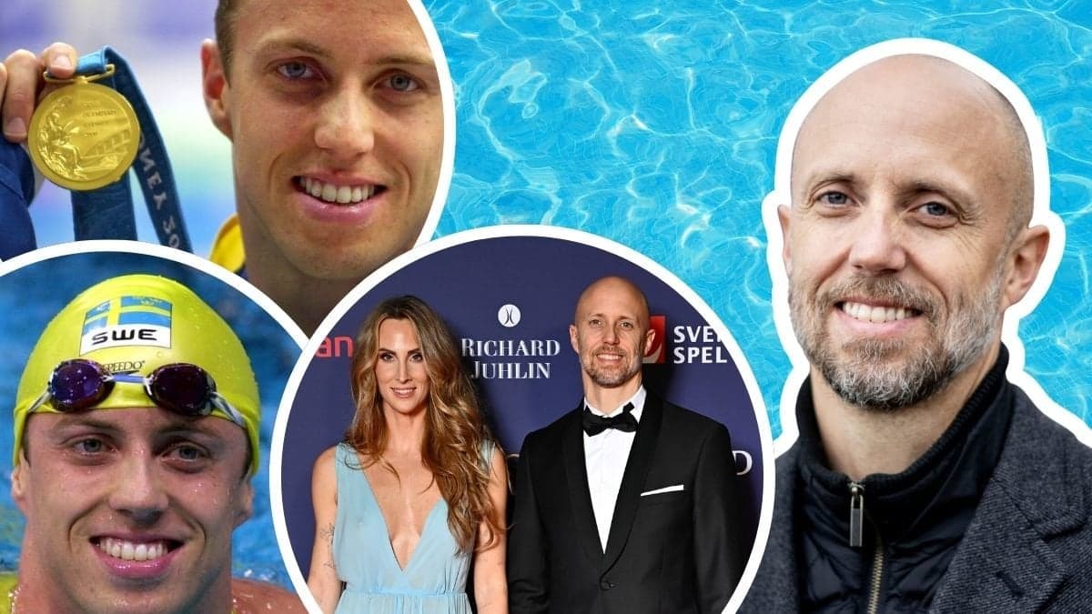 Lars Frölander under tidiga simkarriären, Lars Frölander och exfrun Ida Kjos och Lars Frölander 2024