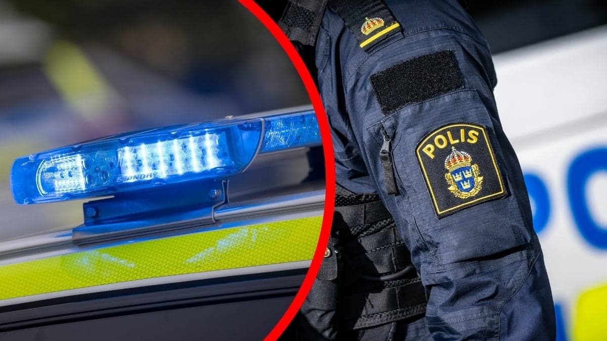 Blåljus vänster. Polis höger.