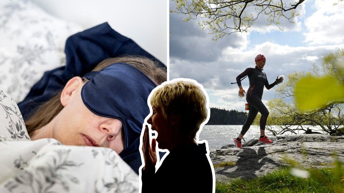 En kvinna som sover och en som springer