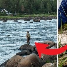 Fiskare och en fisk. 