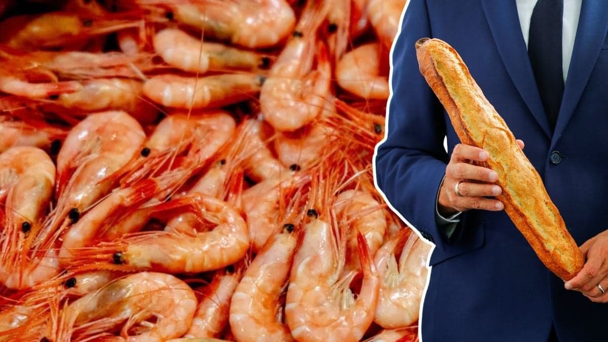 Räkor och baguette.