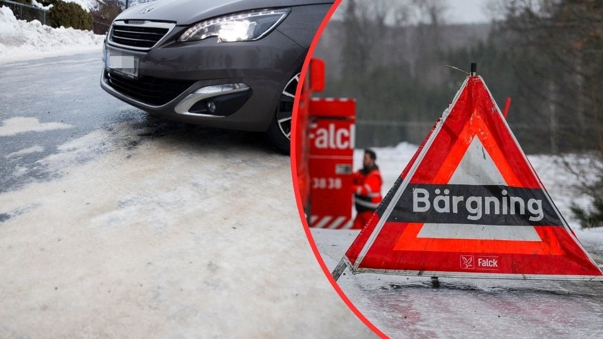 Ishalka och bärgningsskylt.