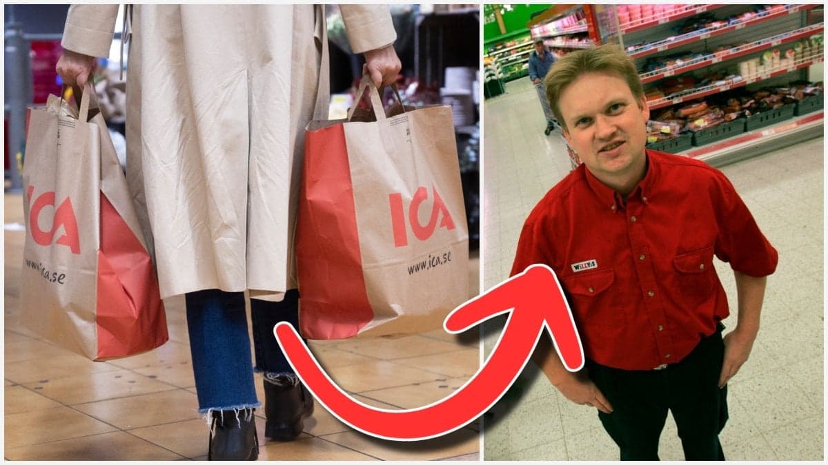 Ica matkassar och en butikschef på Willys.
