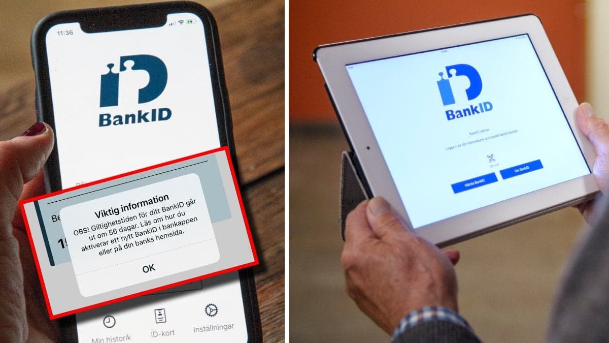 En mobilskärm inne på BankID-appen och en iPad inne på BankID-appen.