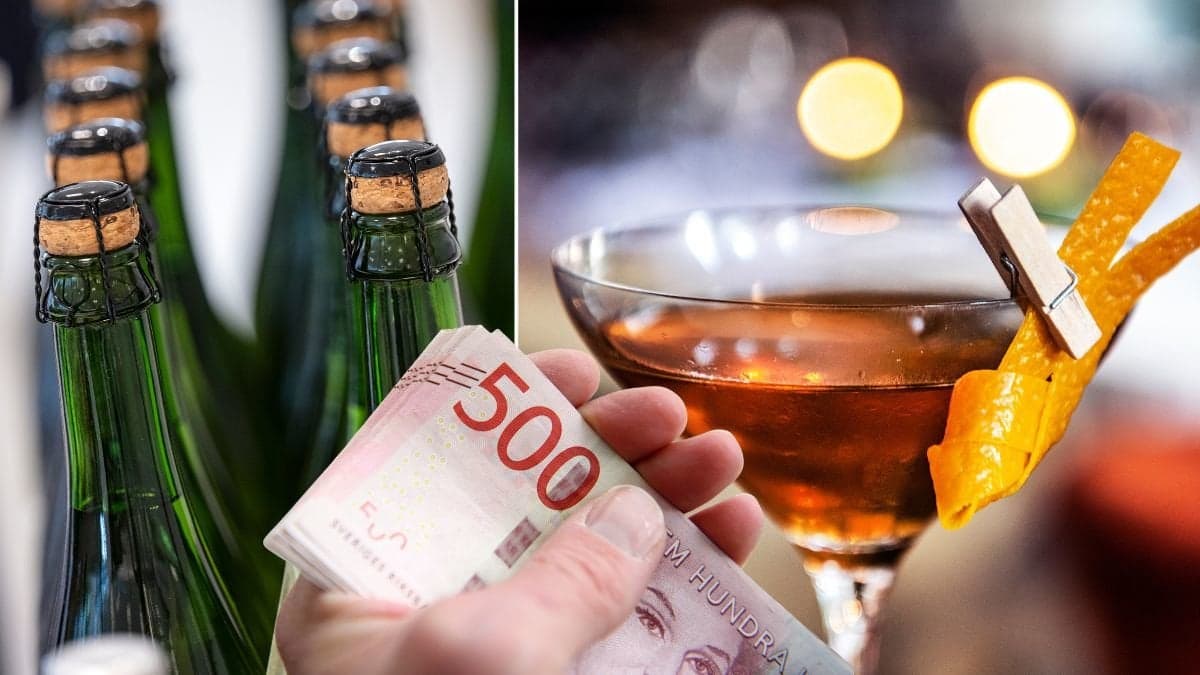 Flaskor, drink och pengar.