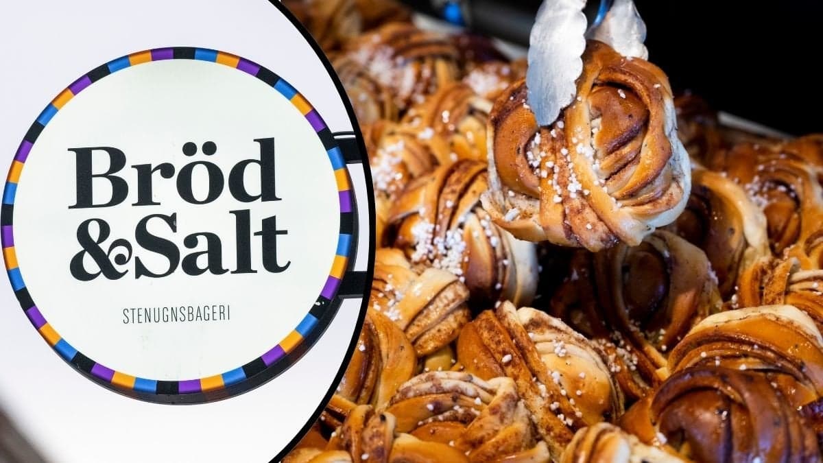 Bilder på bullar och en Bröd & Salt-skylt.