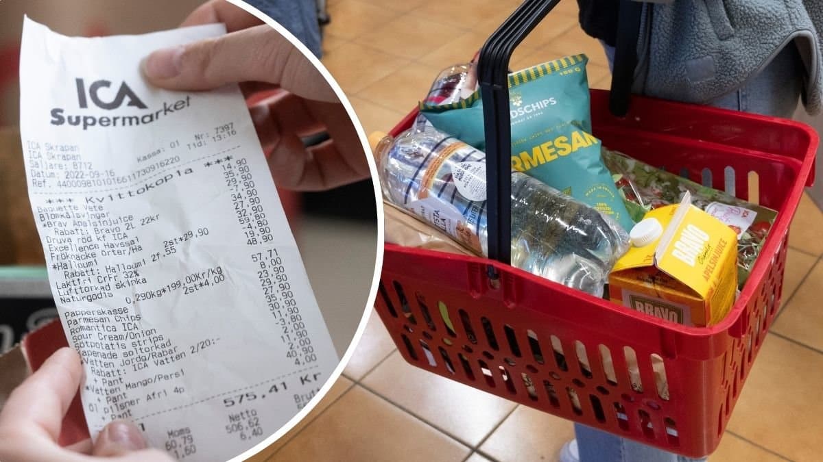 Bild på kvitto och en varukorg.