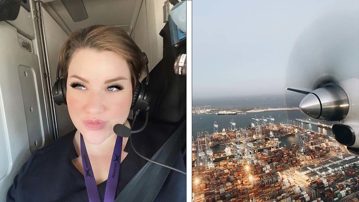 Elin Ronnydottir i ett flygplan