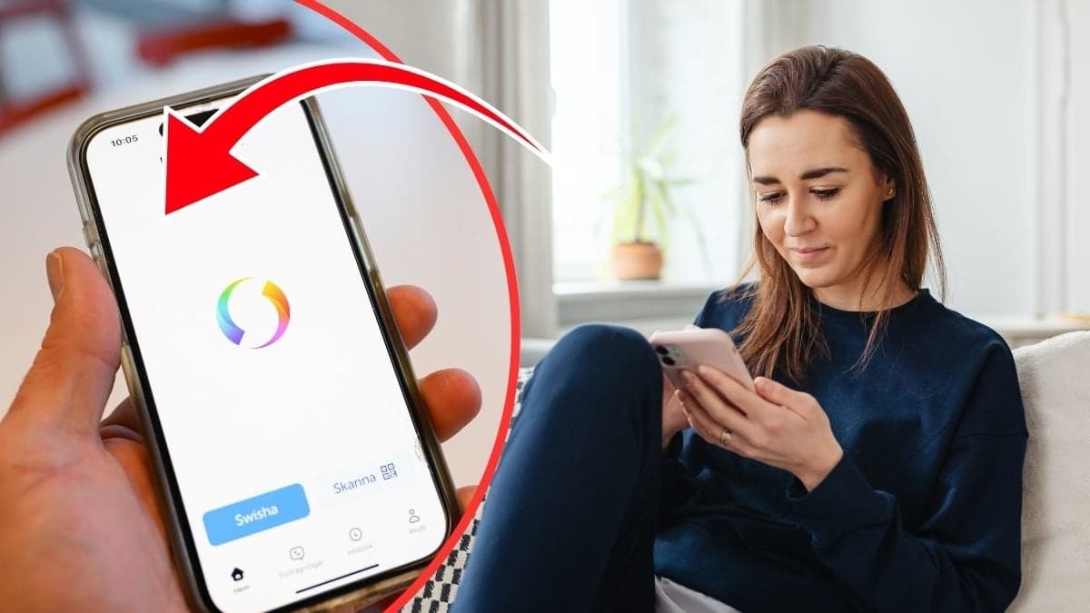 Swish, kvinna med mobil