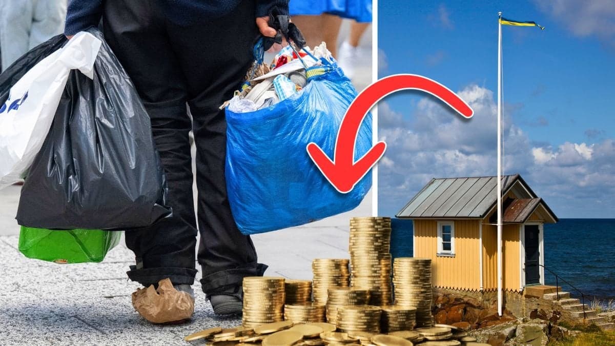 En man som är fattig och ett svenskt hus.