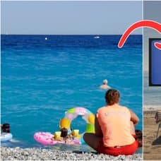 Turister på badstrand 