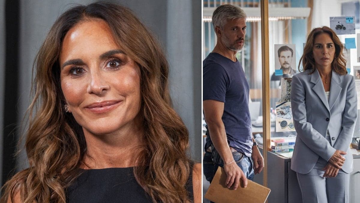 Bild på Alexandra Rapaport och en sen från TV4:s Morden i Sandhamn.