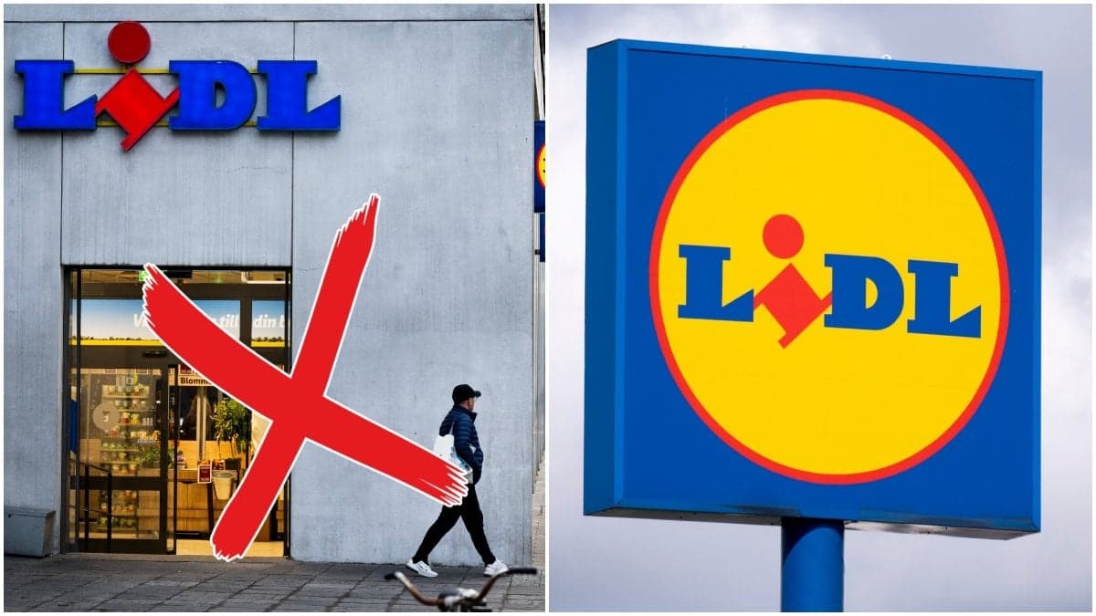 En lidl-butik med öppen dörr och en skylt för matbutiken Lidl.