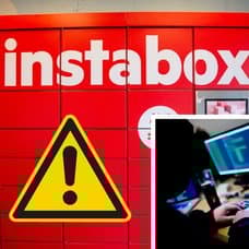 Bild på Instabox, Bank id loggan och en hacker