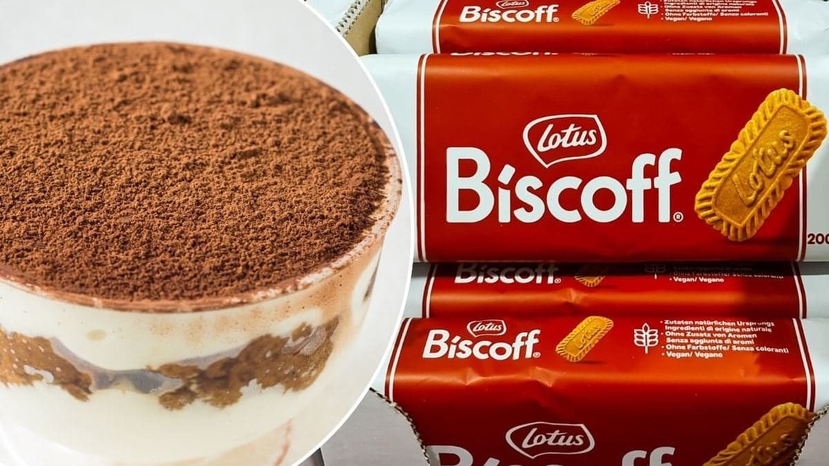 Biscoff-kex och en tiramisu.