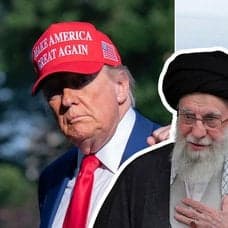 Trump, militär och Irans ledare Khamenei.