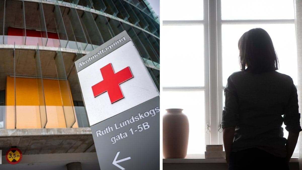 Sjukhus och deprimerad kvinna