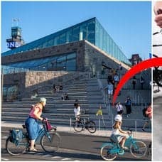 Cyklar vid Slussen och cykeltjuv.
