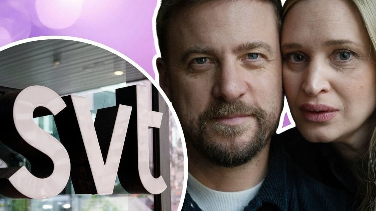 SVT:s logga och Erik Jerka Johansson tillsammans med Vera Vitali