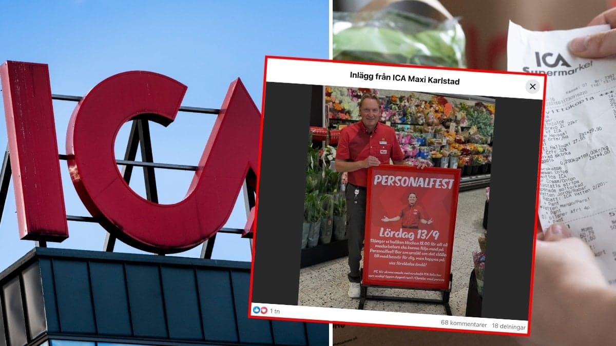 Bilder på Ica och ett kvitto från Ica.