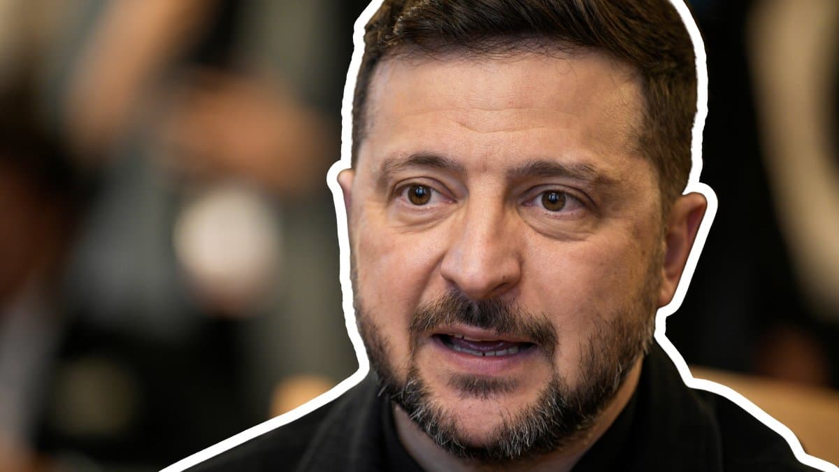 Närbild på Volodymyr Zelenskyj under hans besök hos Stortinget i Norge 2026.