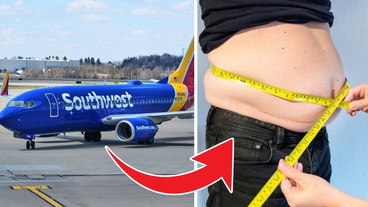 Flygplan och överviktig man.
