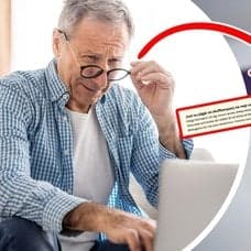 Äldre man framför dator och en faktura