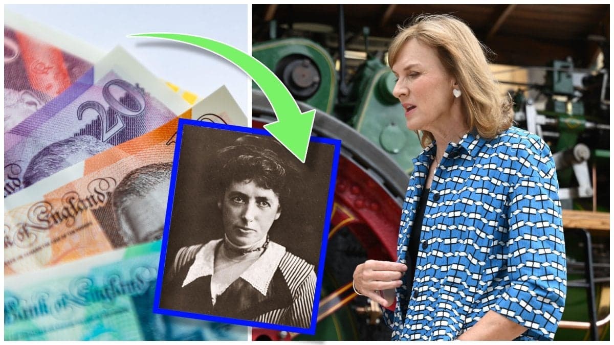 Brittiska sedlar, konstnären Frances Hodgkins och Fake or fortune-programledare Fiona Bruce