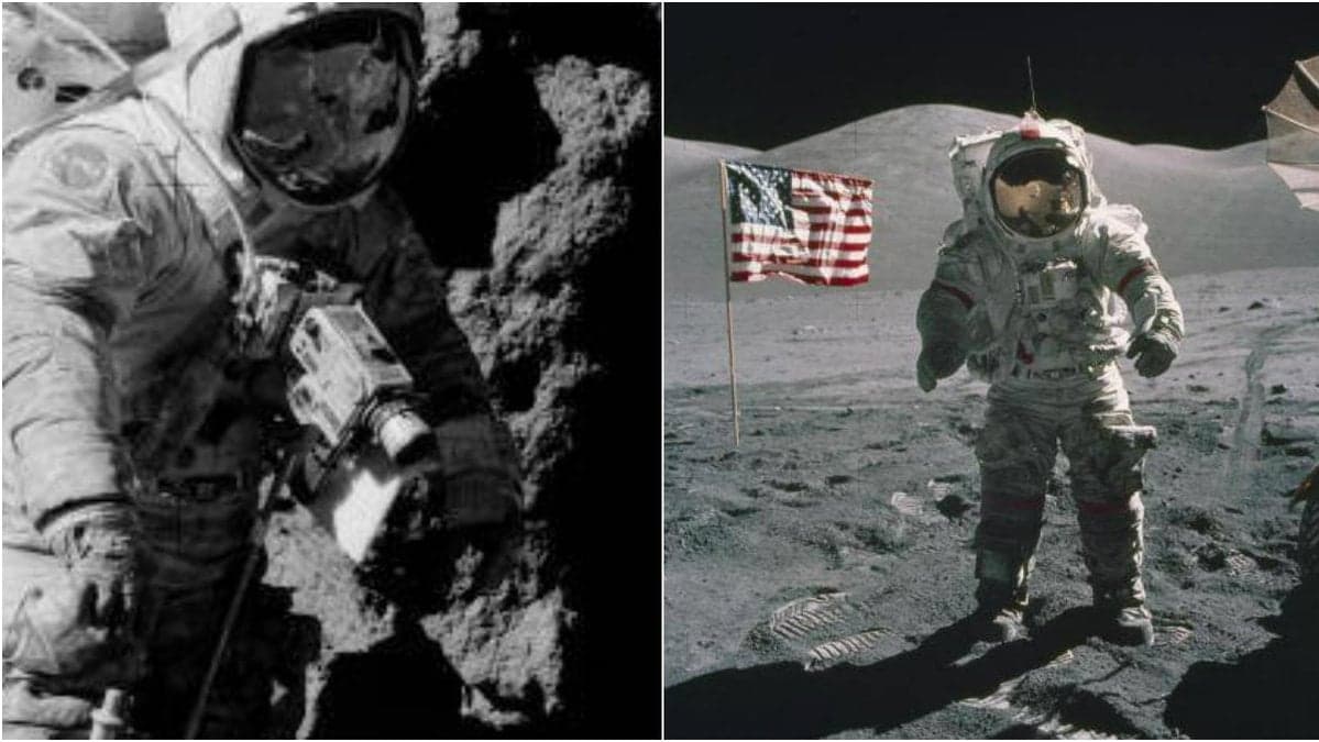Två astronauter under månlandningen i december 1972