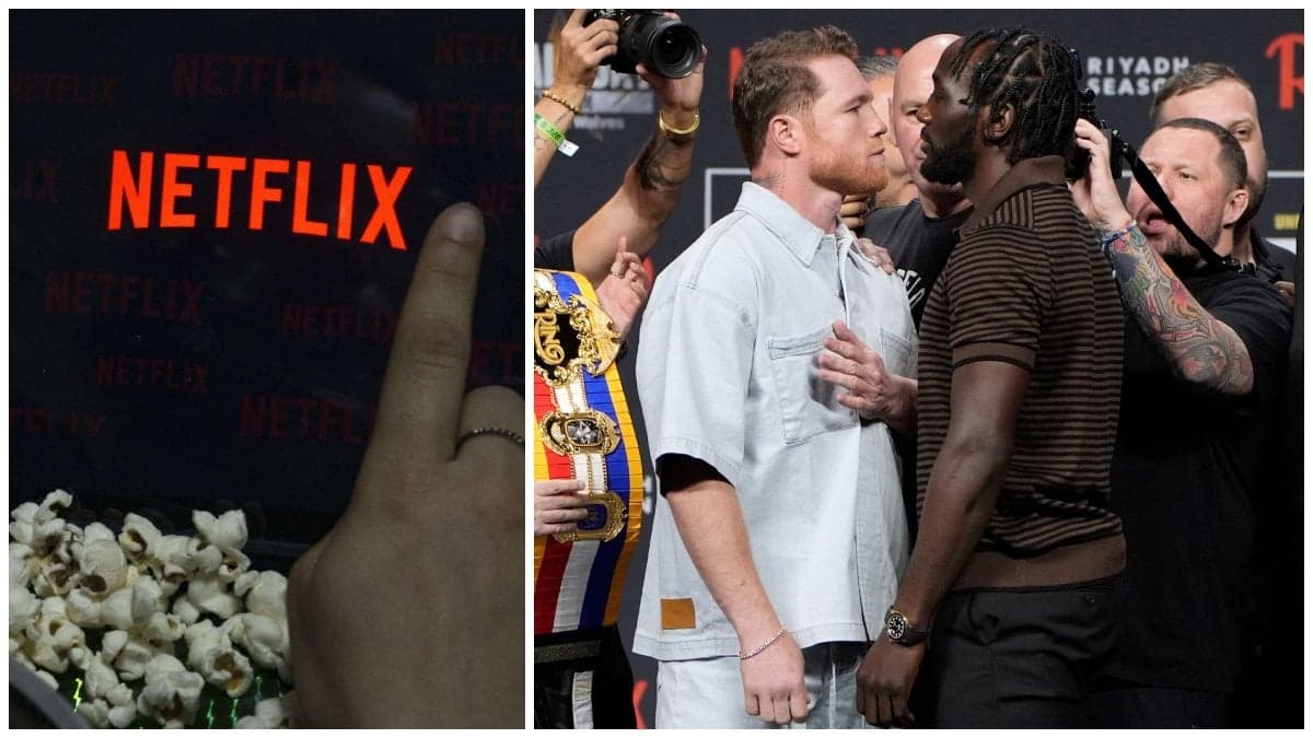 Netflix logga och Canelo Álvarez och Terence Crawford