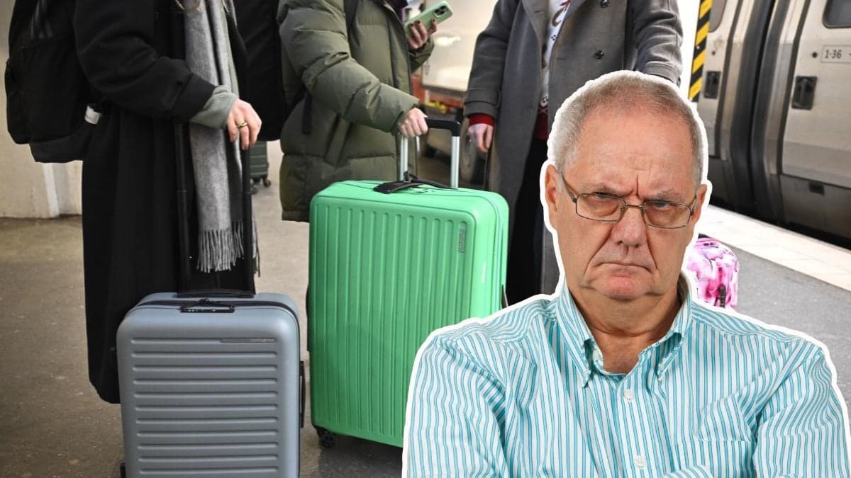 Arg man , resväskor