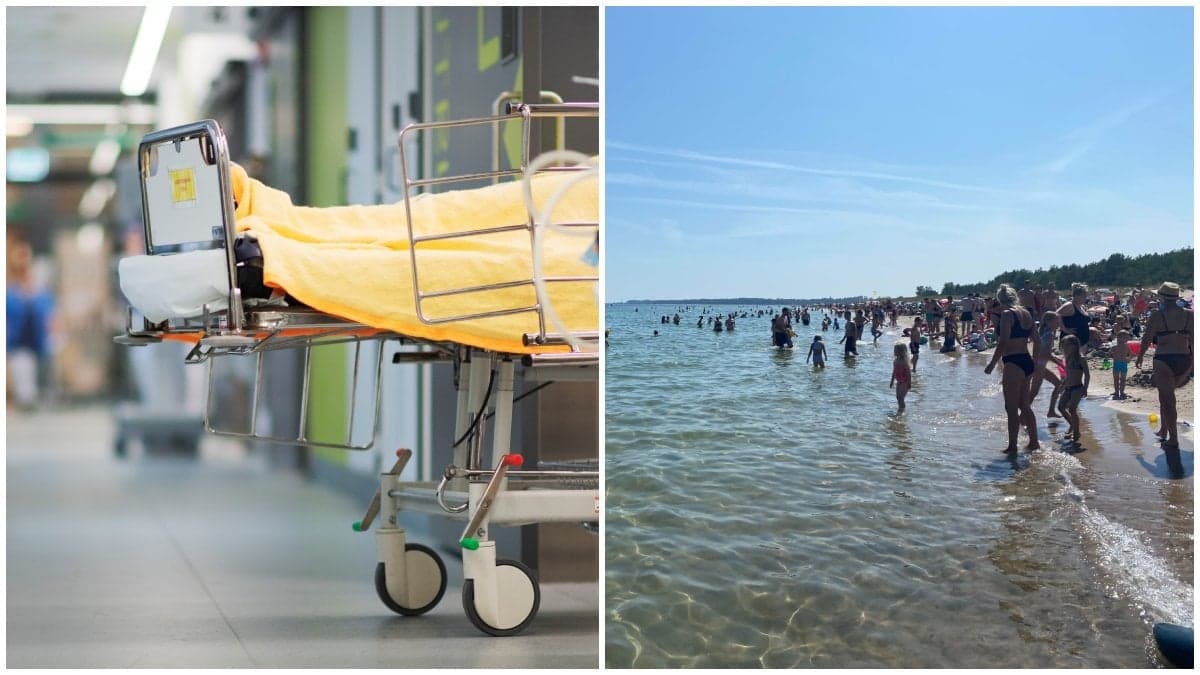 En kvinna som kräks i en toalett och stranden på Böda sand.