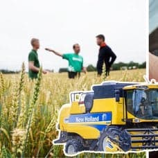 Bild på skogsbrukare, maskin och plånbok