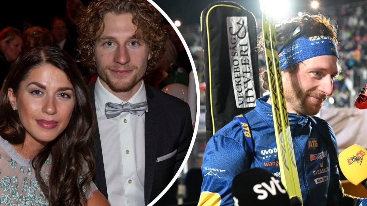 Anna Magnusson och Peppe Femling och Peppe Femling i samband med en skidskyttetävling