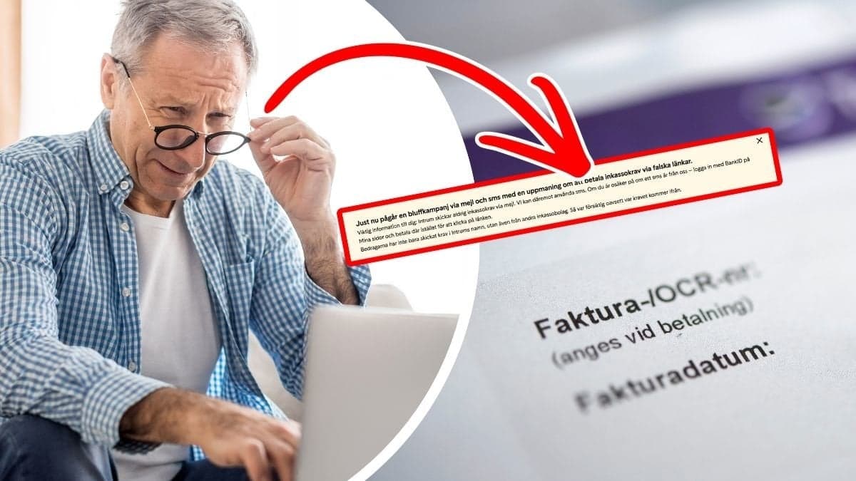 Äldre man framför dator och en faktura