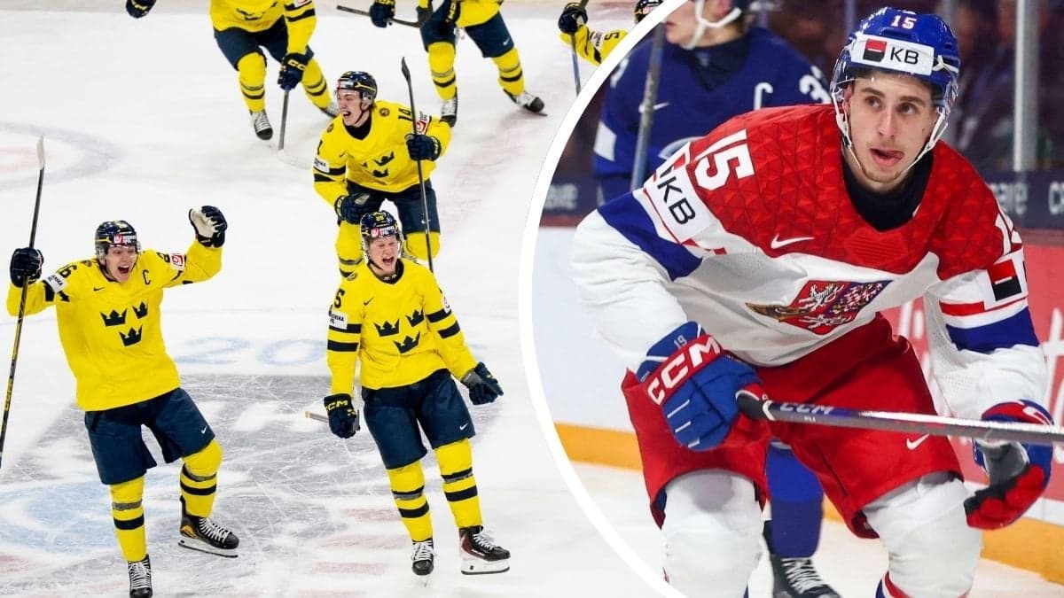 Flera spelare ur den svenska JVM-truppen och Tjeckiens Vojtech Cihar​