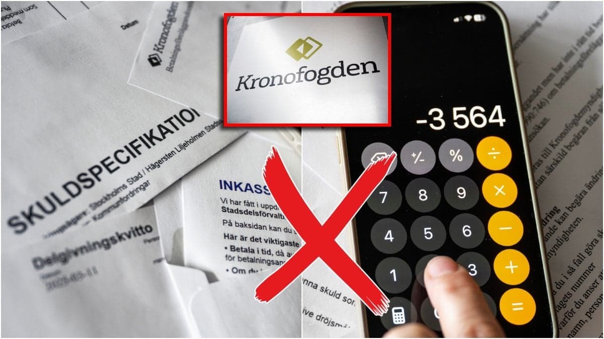 Skuldbrev och miniräknare.