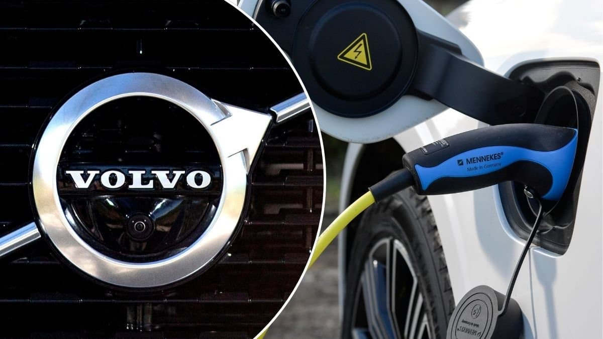 Bilder på volvo och elbils laddning.
